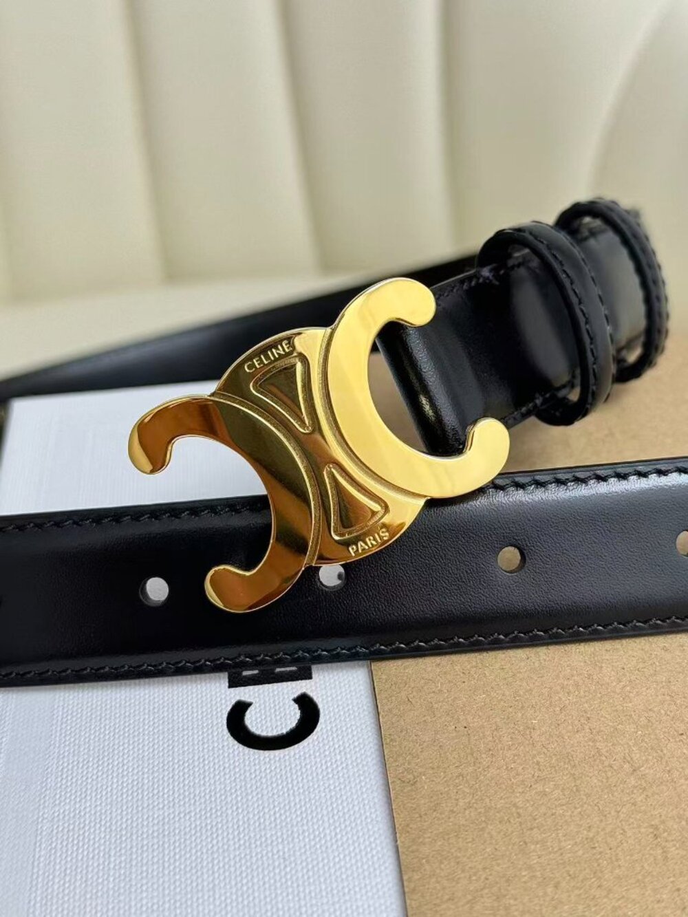 Celine Black Smooth Leather Belt SZ 90